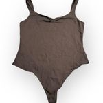 Babaton Aritzia Tank Bodysuit Women's Large Brown Ruched Contour Sweetheart Photo 0