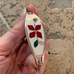 Artisan Handmade Sterling Silver 925 Bracelet White Enamel Flower Stone Vintage Y2K Photo 2