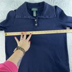 Lauren Ralph Lauren Medium M 1/4 Button Cotton Sweater Navy Blue LRL Women's Photo 9