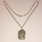 Vintage Light Gold Silver Tone Indian Head Pendant Boho Retro Necklace Photo 2