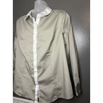 Lane Bryant  Shirt Womens 24 Beige White Contrast Trim Button Front Tunic Top Photo 3