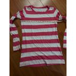 Lacoste  Womens Pink White Stripe Long Sleeve Crew Neck Shirt Top Size 40 Photo 7
