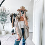 Halogen Nordstrom 100% Cashmere Oatmeal Open Short Sleeve Cardigan Photo 1