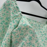 Levi's  Yvie Crop Blouse Puff Sleeves Smocked Green Floral prairie western size L Photo 3