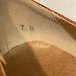 Vintage Pappagallo Cognac Leather Loafer Kitten Heel Shoes Office Size 7N Twee Brown Photo 6