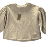 Marine layer  Organic Cotton Puff Sleeve Crop Top Cream Sustainable Sweatshirt Photo 0