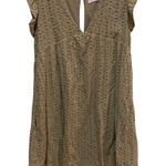 Pink Lily Eyelet Flutter Sleeve V Neck Mini Dress With Shorts Tan Size L Photo 0