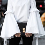 cupio  Blouse Top Shirt 3/4 Bell Sleeve White Size Large Photo 0