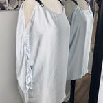 Michael Kors SILKY BLOUSE OFF THE SHOULDER LEATHER adj.STRAPS ROUCHING SLEEVES Photo 0