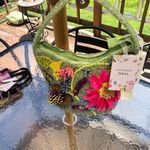 Marshalls Green Multicolor Bright Viral Beaded Bag Embellished Green Floral NWT Photo 2