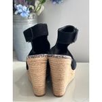 Marc Fisher Black Suede Peep Toe Espadrille Wedge Sandals Size 6.5M Photo 3