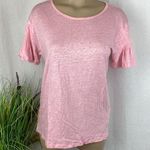 J.Crew 100% Linen Pink Short Flutter Sleeve T Shirt Top M Photo 0