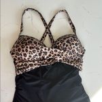 Brown and Black One Piece Swimsuit with Mesh Detailing Size M Photo 3