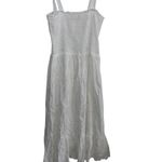 Pink Lily  White Eyelet Smocked Midi Dress Tie Straps Women's Size M Photo 6