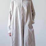 ALBUM DI FAMIGLIA Light Grey Velvet Collar Oversized Button Front Shirt Dress S Photo 0