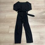 Anthropologie  Sutton Ponte Jumpsuit Black V-Neck Belted Knit Size S Photo 6