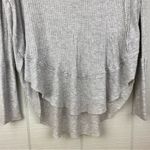We The Free People Catalina Gray Long Sleeve Thermal T-shirt Scoop Neck Raw Hem Photo 2