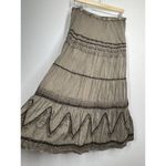 Vintage Nikky Tiered Maxi Skirt Medium Faded Olive Green Lace Trim Y2K Photo 1