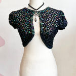 Vintage Y2K Sequin Bolero Shrug 2000s Glam Sparkly Indie Sleaze Black Medium Photo 0