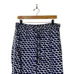 Anthropologie Beaded Scallop Drawstring Pants Womens M Navy White Coastal Boho Photo 2
