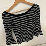White House | Black Market scoop neck V-back Striped flare arm Sweater Photo 3