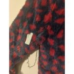 RTR Thakoon Navy Red Printed Fuzzy Mock Neck Pullover Sweater Sz Small soft Blue Photo 3