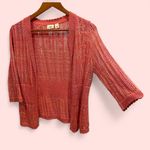 Cato Cute  peachy crochet scalloped trim open front 3/4 sleeve sweater cardigan Photo 1