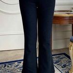 Japanese Kawaii Gyaru Cottagecore Shabby Chic Pom Pom Black Slim Boot Cut Pants Size 24 Photo 0