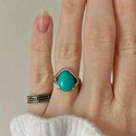 Boutique “Nebula” Southwestern Blue Turquoise Silver Ring 5.5 Cowgirl Maximalist Photo 0