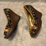 Shiekh  Tan & Black Floral Open Toed Wedge Photo 1