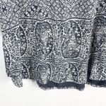 Lucky Brand Plus Size 2X Top Navy Blue White Knit Floral Diamond Scoop Neck 795 Photo 4