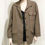 Houndstooth Vintage For Pete’s Sake Brown/Tan  Oversized Blazer Jacket Size L Photo 0