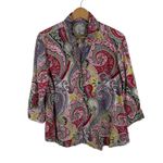 Chico's  Paisley Button Up Shirt Size 2 (12/14) Multicolor Lightweight Boho Office Photo 1
