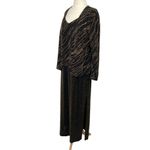 Alex Evenings Vintage Gown & Jacket Set Black Gold Metallic Design Layered 16 Photo 3