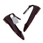 Mango  Faux Patent Leather Ankle Strap Flats Burgundy Size 38/ 7.5 Photo 5