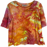 Loft  Size Small Top Blouse Tie Dye Sunset Sensations‎ Orange Yellow Pink 787 Photo 0