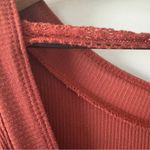 Free People Shimmy Shake Top Oversized Rust Long Sleeve Blouse scalloped hem EUC Photo 6