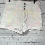No Boundaries Vintage Look 80’s High Waisted White Shorts Neon Graffiti Jr Size 11 Photo 0