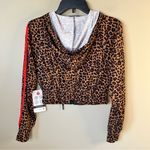 Otos Leopard Print Cropped zip up hoodie with Red Accents Brown Photo 1