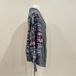 Roxy Grey Knit Cardigan with Geometric Designs Size Medium Photo 4