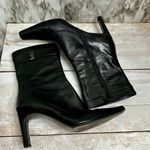 Paloma Women Sz 10 Black Leather Stiletto Heel Boots Square Toe Sexy Whimsygoth Photo 9