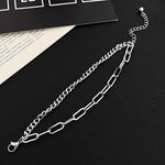 Double Layer Link Chain Bracelet for Men Women Streetwear Unisex Style Silver Photo 3