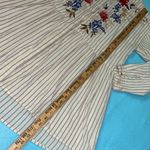 Johnny Was  embroidered floral striped long sleeve button up blouse tunic size M Photo 12
