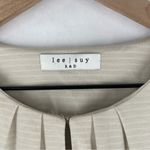 Lee Suy R&D Stretch Tan White Striped Flutter Sleeves Sleeve Pleated Front Top Size M Photo 10