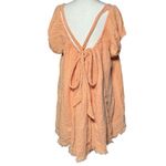 Free People Womens M Peach Angel Mini Dress Babydoll 100% Cotton Boho Chic Gauze Photo 3