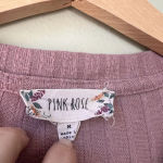 Pink Rose  Womens Ribbed Knit V-Neck Sweater Medium‎ Mauve Long Sleeve Top Photo 1