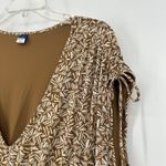 Old Navy  Brown Smocked Mesh Mini Dress Defined Waist Tie Shoulder Size 3X Photo 3