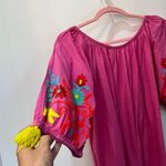 Debbie Katz Beach Coverup pink dress tassels embroidered flowers off sho… Photo 5