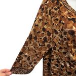 Susan Graver  Liquid Knit Ruched Printed Top Sz 2X Brown Earth Tones 3/4 Sleeve Photo 3
