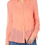 Vince NWT Women’s  Sheer Crinkled Silk Shirt in ‘Lotus’ SZ XL Photo 0